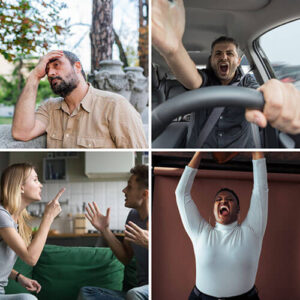 collage of angry individuals