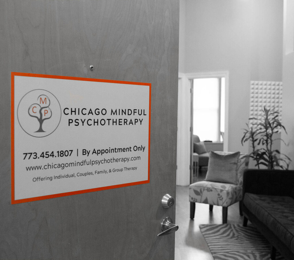 chicago mindful psychotherapy door sign